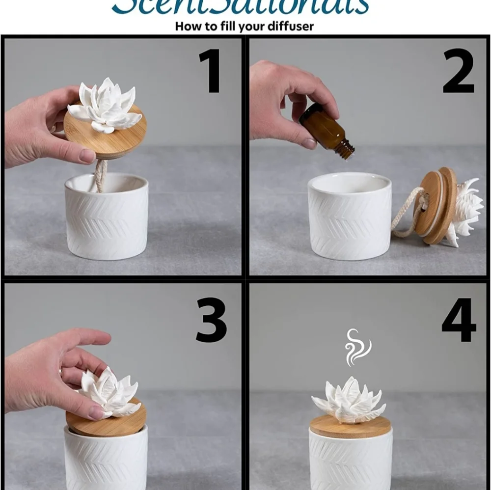 Scentsationals Ceramic Flower Diffuser and fragrance Oil Diffuser bundle NWT